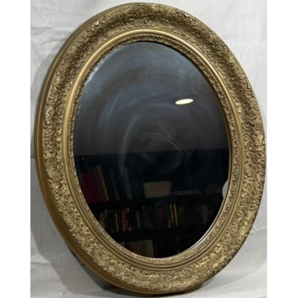 Vintage Intercraft Industries Gold Ornate Oval Wall Mirror Victorian 26x21